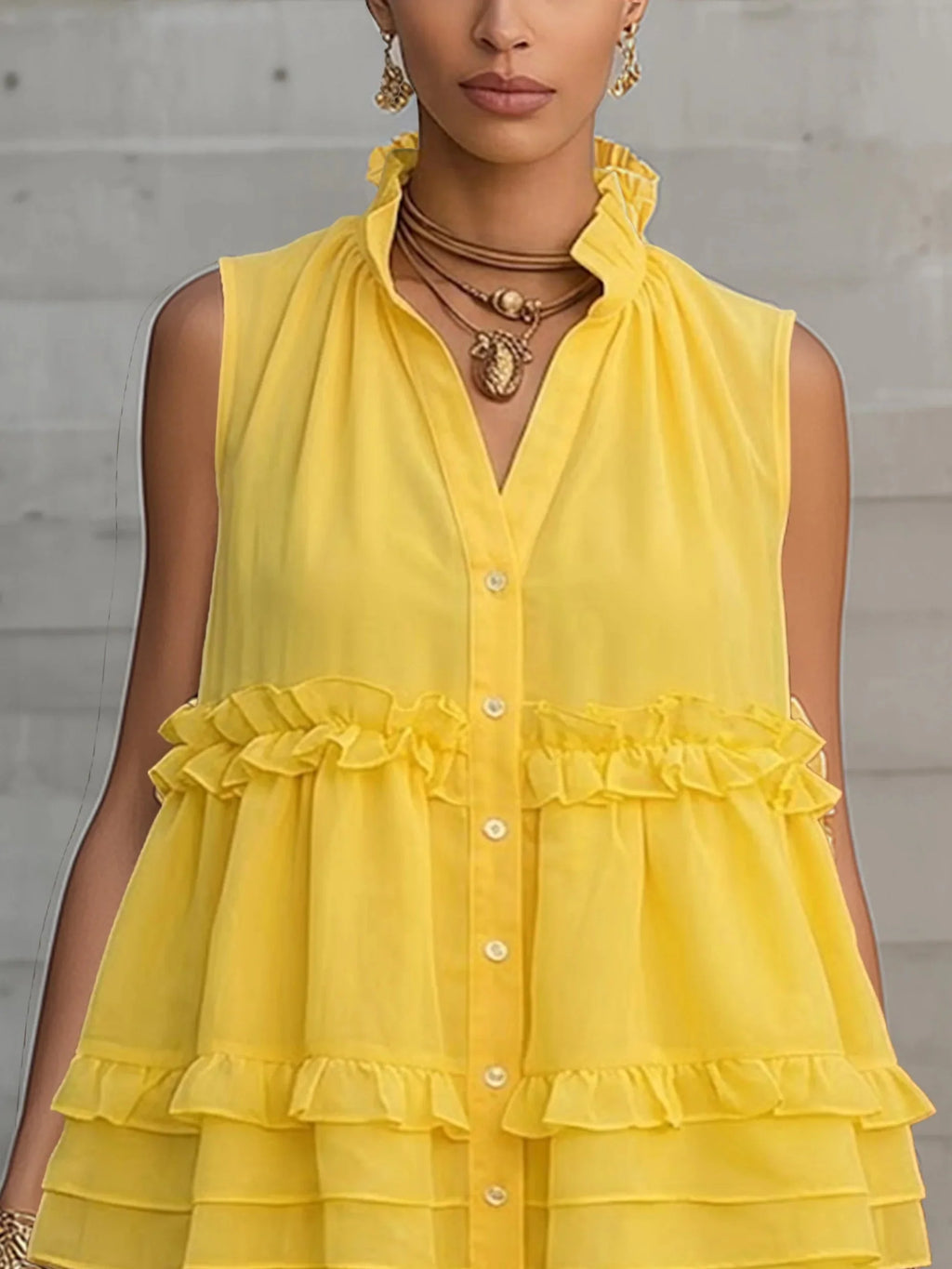 Marisol | Women’s Mini Dress | Sleeveless Ruffle Tiered-Women Dress-Eltrendio