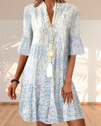 Marissa | Women’s Knee Length Dress | V Neck Holiday Wear-Women Dress-Eltrendio
