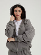 Rowan | Unisex Oversized Zip Hoodie | Fleece Lined Layering Style-Eltrendio
