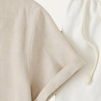 Harbourview | Men’s Short Sleeve Shirt and Trousers Set | Button Front Drawstring Casual Wear-Men Outfit Set-Eltrendio