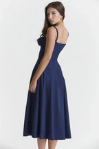 Meadowbrook | Women’s Floral Midi Dress | Shoulder Straps Gathered Bodice Wedding Guest Dress-Women Dress-Eltrendio