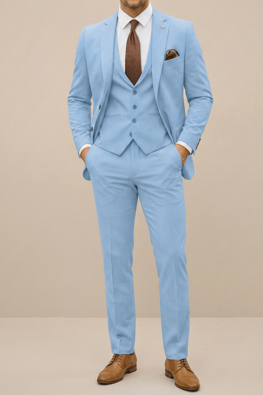 Mitchel | Men's Plain Three Piece Suit Set | Notch Lapel Formal Occasion Wear-Men Outfit Set-Eltrendio