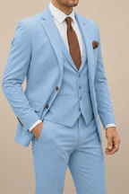 Mitchel | Men's Plain Three Piece Suit Set | Notch Lapel Formal Occasion Wear-Men Outfit Set-Eltrendio