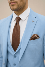 Mitchel | Men's Plain Three Piece Suit Set | Notch Lapel Formal Occasion Wear-Men Outfit Set-Eltrendio