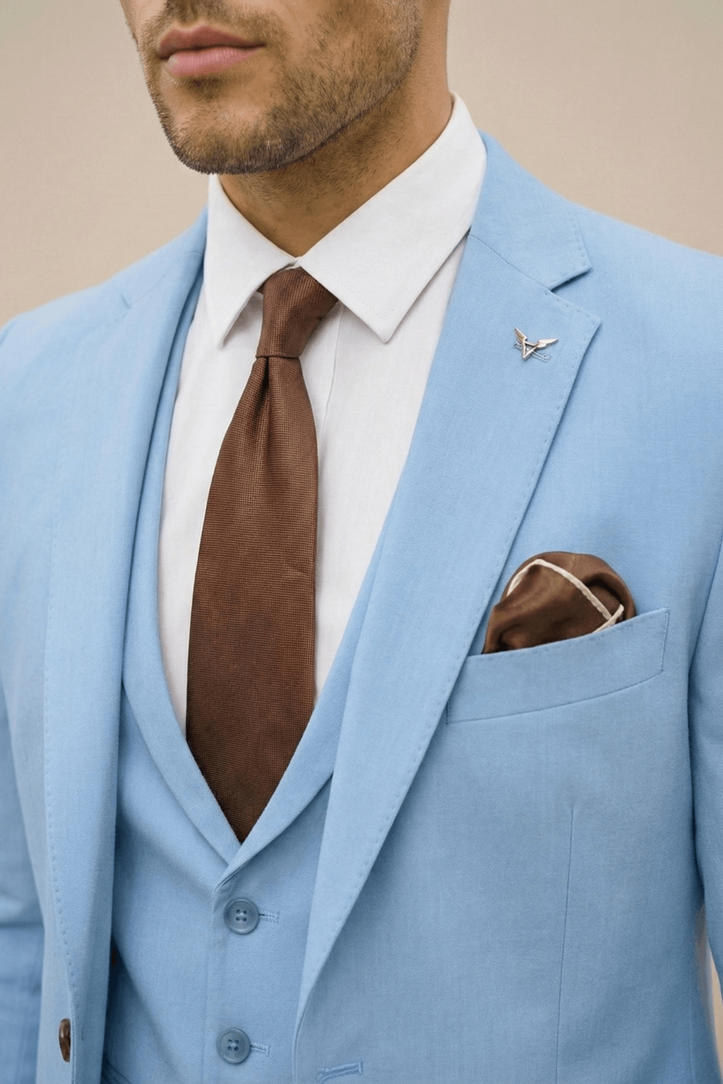 Mitchel | Men's Plain Three Piece Suit Set | Notch Lapel Formal Occasion Wear-Men Outfit Set-Eltrendio