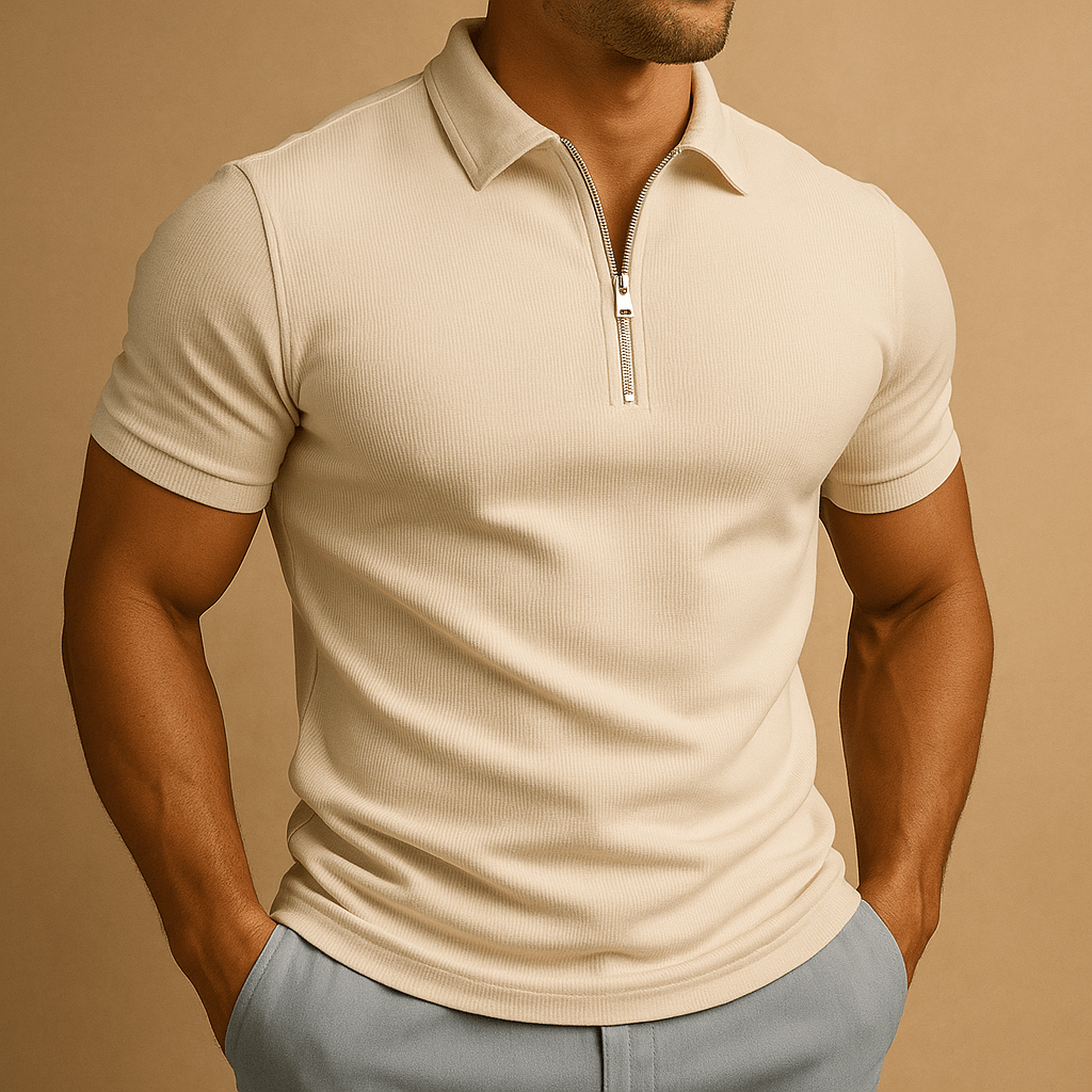 Fairmont | Men’s Zip Neck Polo Shirt | Short Sleeve Collared Top Casual Wear-Men Polo-Eltrendio