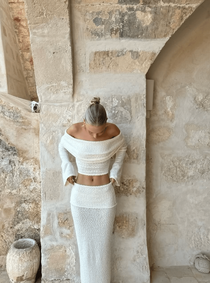 Noelle | Women’s Two Piece Set | Off Shoulder Crop Top-Women Outfit Set-Eltrendio