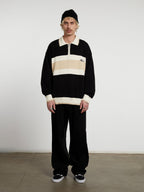 Nolan | Unisex Half Zip Polo Sweater | Oversized Striped Y2K Style-Eltrendio
