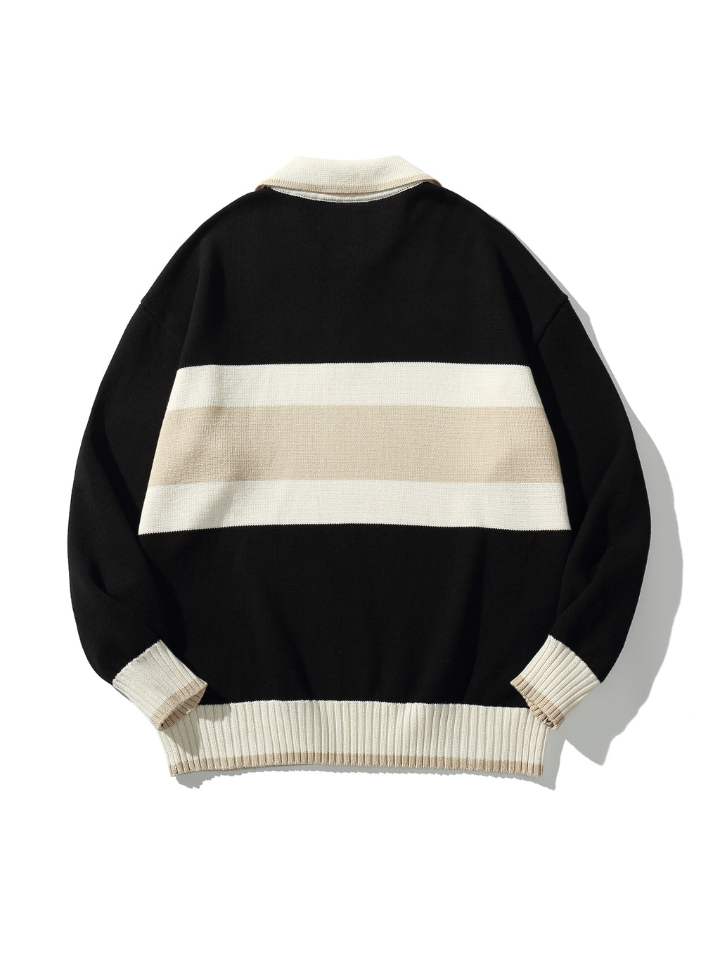 Nolan | Unisex Half Zip Polo Sweater | Oversized Striped Y2K Style-Eltrendio