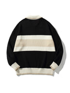 Nolan | Unisex Half Zip Polo Sweater | Oversized Striped Y2K Style-Eltrendio