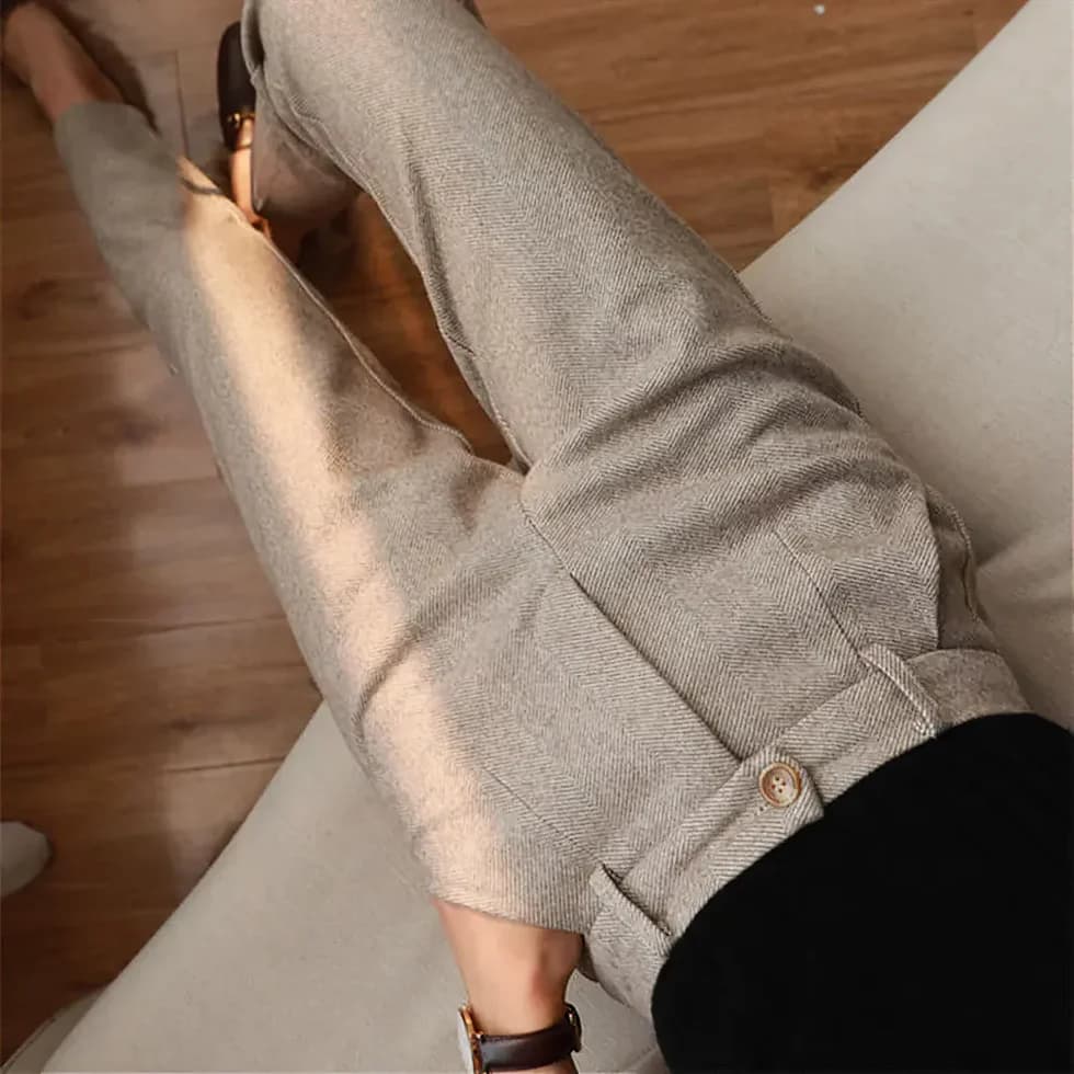 Oliver | Men's Herringbone Trousers | High Waist Smart Casual Trousers-Men Pants-Eltrendio
