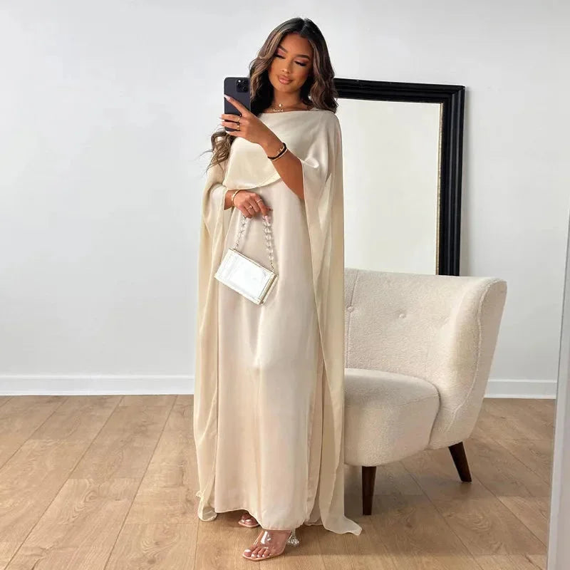 Olivia | Women’s Cape Sleeve Maxi Dress | Round Neck Wedding Guest Dress-Women Dress-Eltrendio