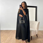 Olivia | Women’s Cape Sleeve Maxi Dress | Round Neck Wedding Guest Dress-Women Dress-Eltrendio