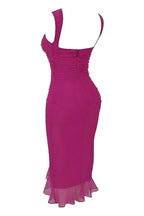 Olivia | Women’s Sleeveless Midi Dress | Ruched Detail Asymmetrical Hem Wedding Guest Dress-Women Dress-Eltrendio