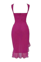 Olivia | Women’s Sleeveless Midi Dress | Ruched Detail Asymmetrical Hem Wedding Guest Dress-Women Dress-Eltrendio