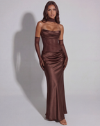 Olivia | Women’s Strapless Maxi Dress | Ruched Bodice-Women Dress-Eltrendio