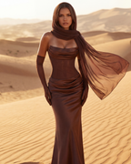 Olivia | Women’s Strapless Maxi Dress | Ruched Bodice-Women Dress-Eltrendio