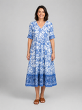 Penelope | Women’s Midi Dress | Floral Print Tiered Holiday-Women Dress-Eltrendio