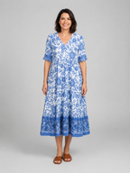 Penelope | Women’s Midi Dress | Floral Print Tiered Holiday-Women Dress-Eltrendio
