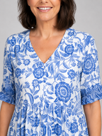Penelope | Women’s Midi Dress | Floral Print Tiered Holiday-Women Dress-Eltrendio