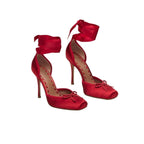 Phoebe | Women’s Ankle Strap High Heel Shoes | Bow Detail Square Toe Cocktail Party Wear-Women Shoes-Eltrendio