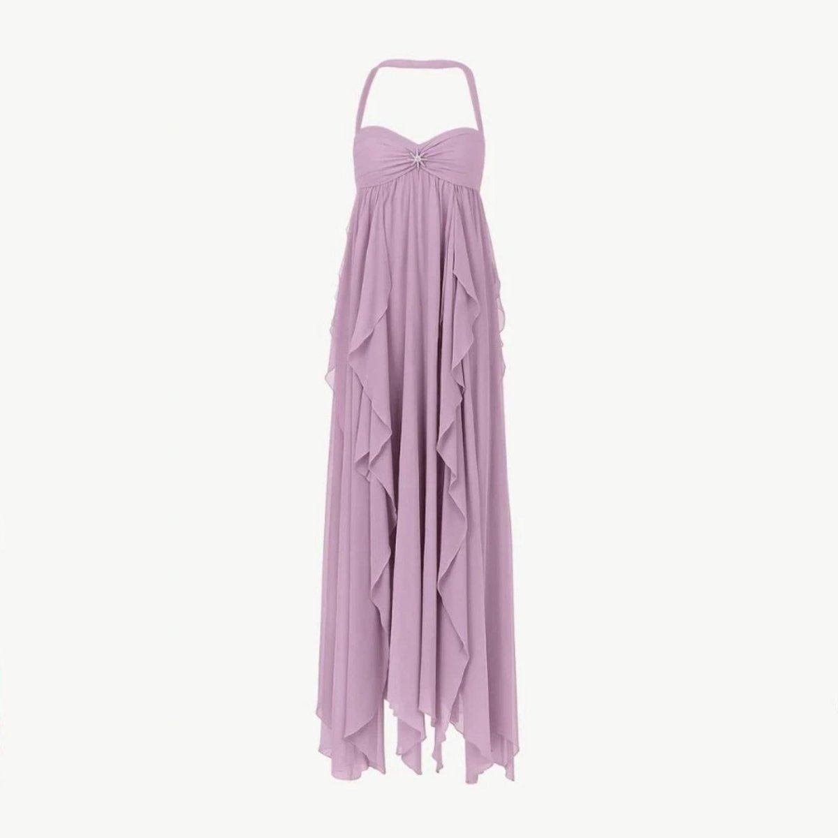 Poppy | Women’s Halter Maxi Dress | Draped Layered Panels Wedding Guest Dress-Women Dress-Eltrendio