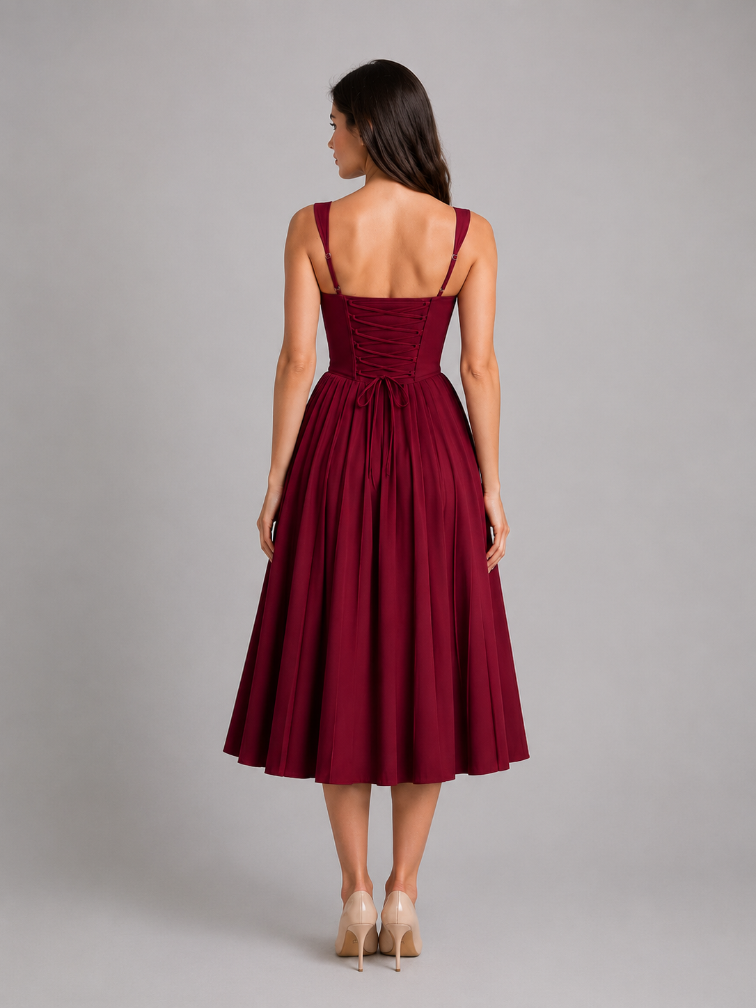 Rosalie | Women’s Midi Dress | Corset Sweetheart Wedding Guest-Women Dress-Eltrendio