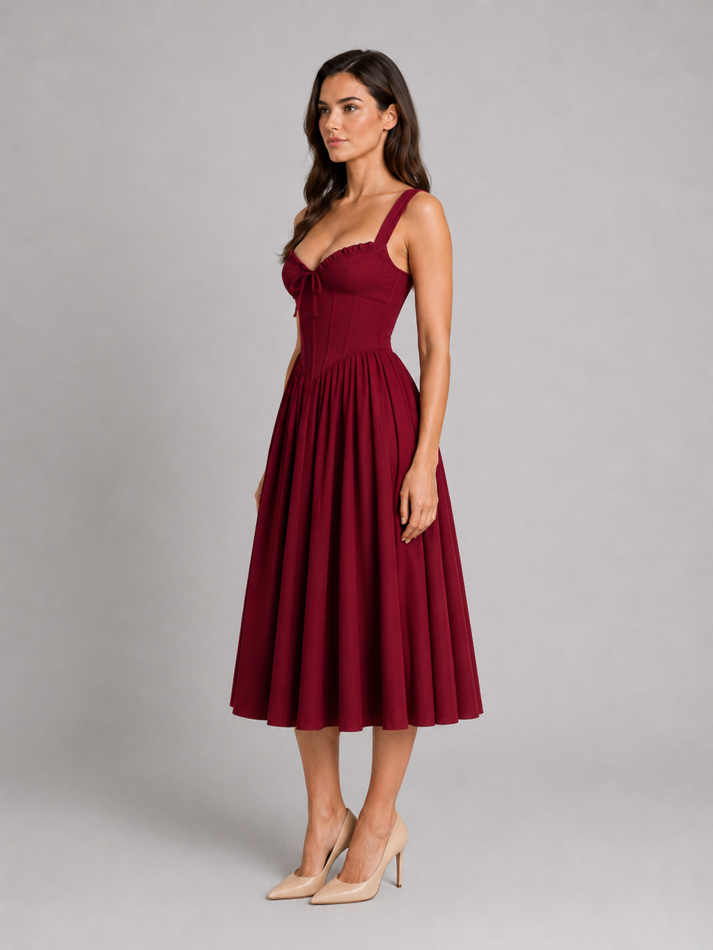 Rosalie | Women’s Midi Dress | Corset Sweetheart Wedding Guest-Women Dress-Eltrendio