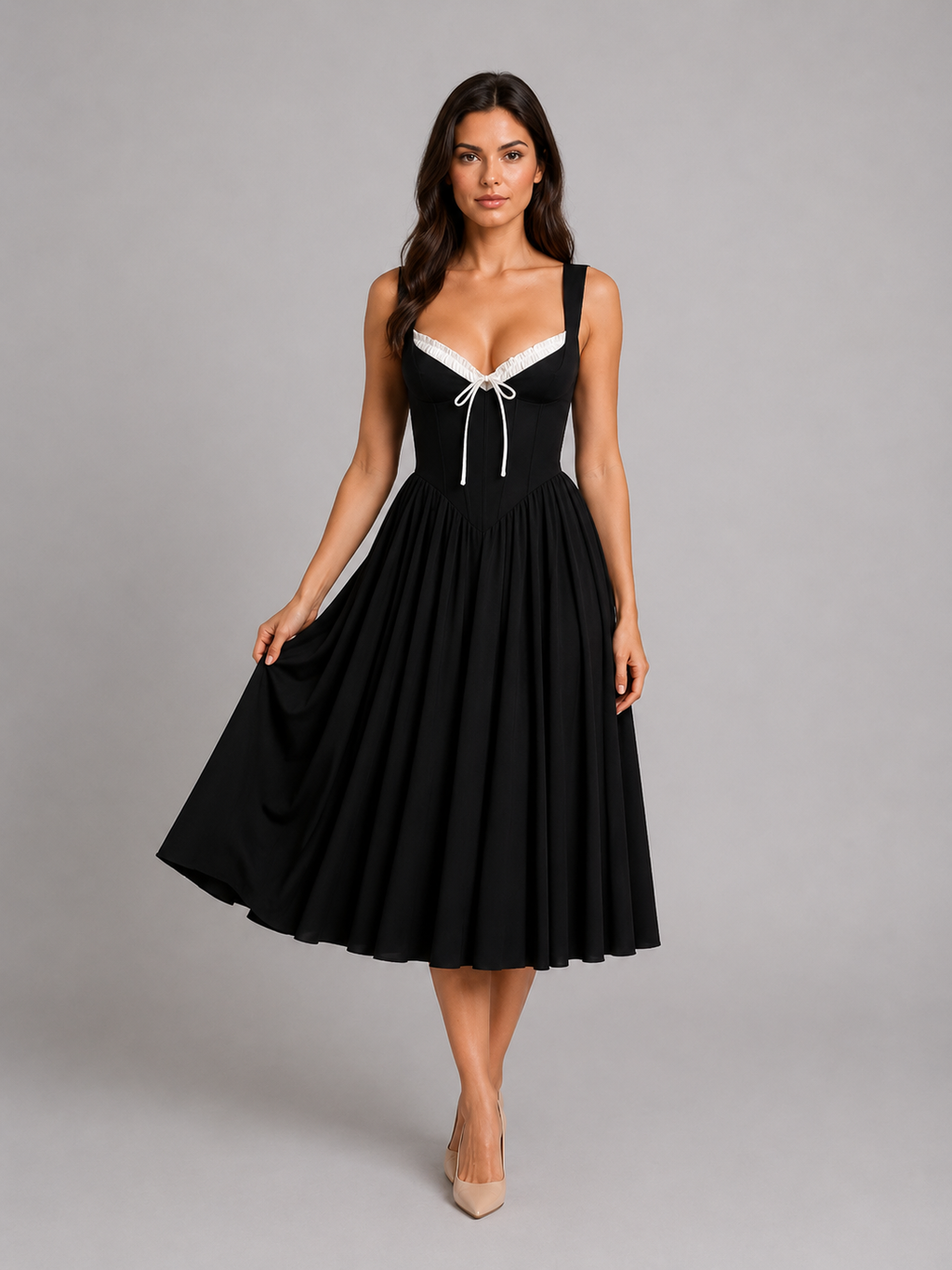 Rosalie | Women’s Midi Dress | Corset Sweetheart Wedding Guest-Women Dress-Eltrendio