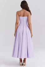 Rose | Women’s Strapless Midi Dress | Sweetheart Neckline Pleated Skirt Evening Dress-Women Dress-Eltrendio
