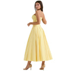 Rose | Women’s Strapless Midi Dress | Sweetheart Neckline Pleated Skirt Evening Dress-Women Dress-Eltrendio