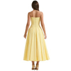 Rose | Women’s Strapless Midi Dress | Sweetheart Neckline Pleated Skirt Evening Dress-Women Dress-Eltrendio