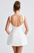 Rosemary | Women's Pearl Trim Mini Dress | Sleeveless Bow Detail Wedding Guest Dress-Women Dress-Eltrendio