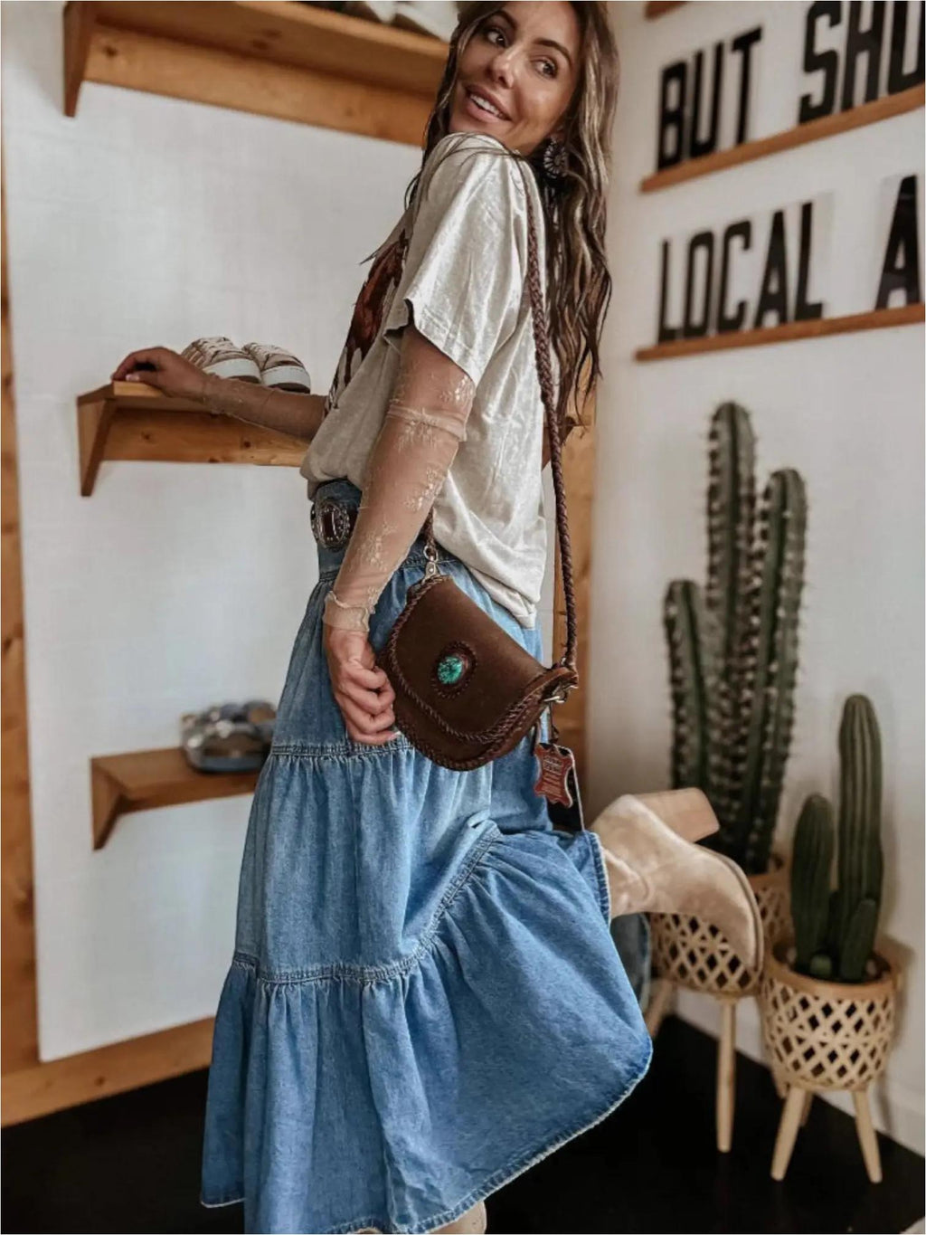 Savannah | Women’s Maxi Skirt | Tiered Button Front-Women Skirt-Eltrendio