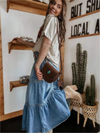 Savannah | Women’s Maxi Skirt | Tiered Button Front-Women Skirt-Eltrendio