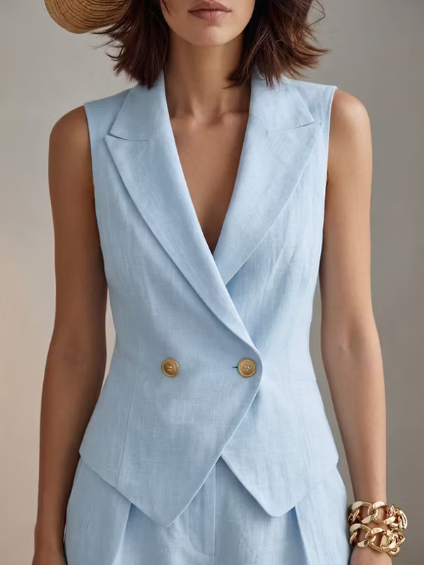 Savannah | Women’s Two Piece Set | Sleeveless Blazer Shorts-Women Outfit Set-Eltrendio