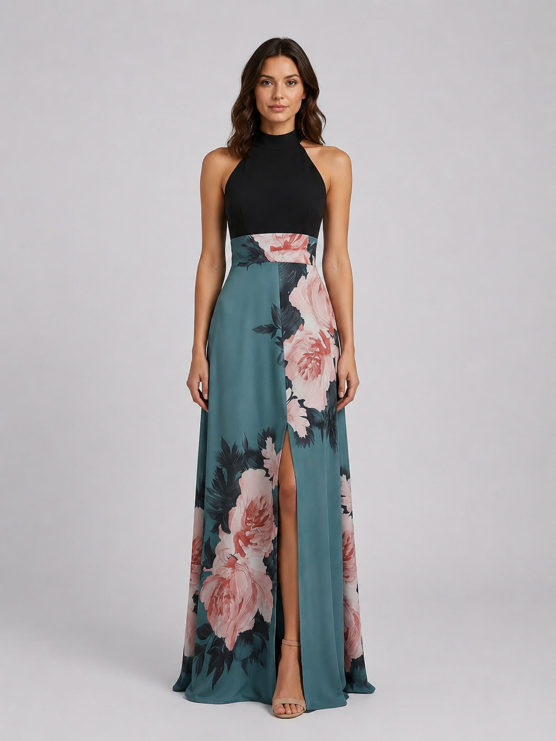 Seraphina | Women’s Maxi Dress | Halter Floral Wedding Guest-Women Dress-Eltrendio