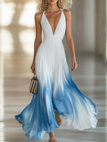 Seraphina | Women’s Maxi Dress | Plunge Neck Pleated Skirt-Women Dress-Eltrendio