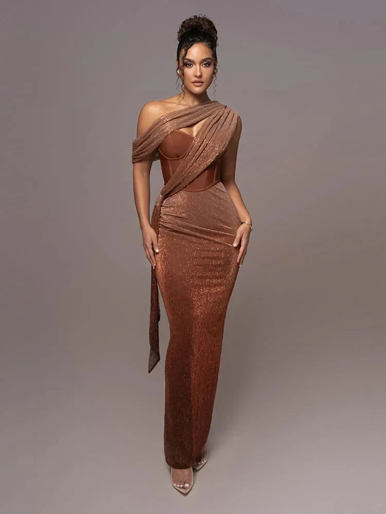 Serena | Women’s One Shoulder Maxi Dress | Wedding Guest-Women Dress-Eltrendio