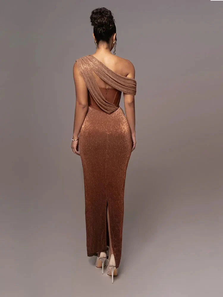 Serena | Women’s One Shoulder Maxi Dress | Wedding Guest-Women Dress-Eltrendio