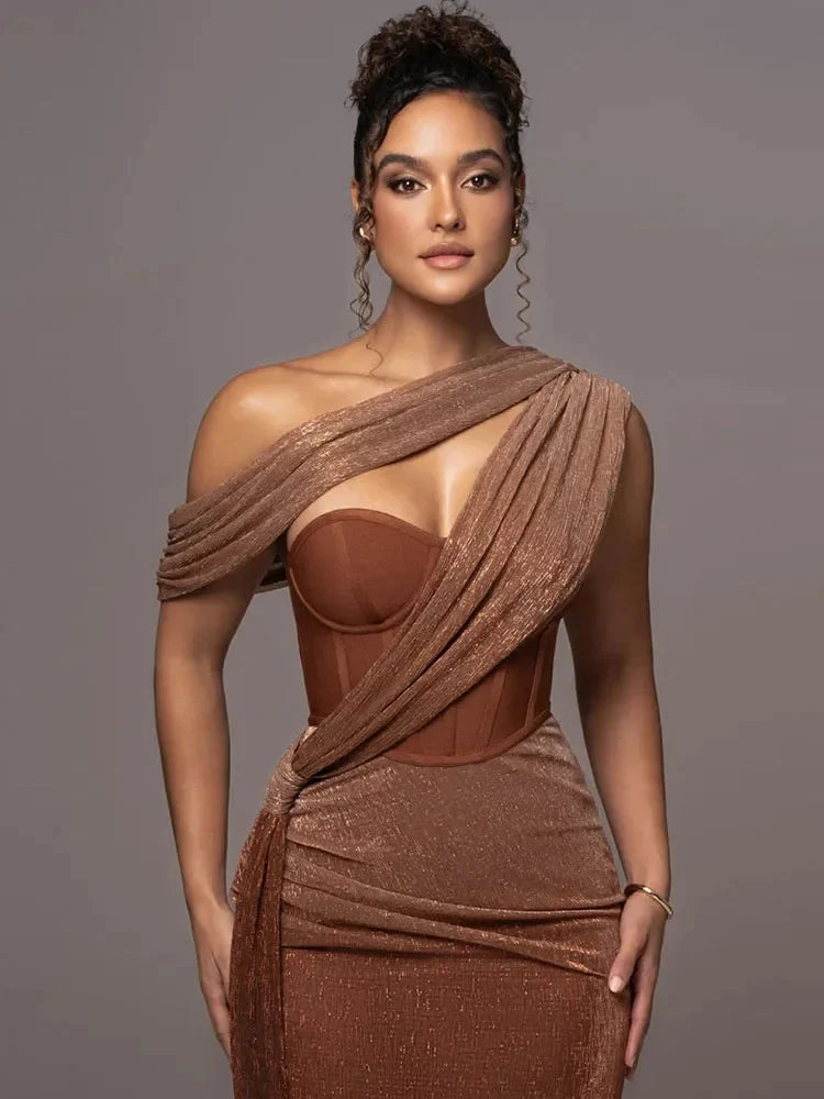 Serena | Women’s One Shoulder Maxi Dress | Wedding Guest-Women Dress-Eltrendio