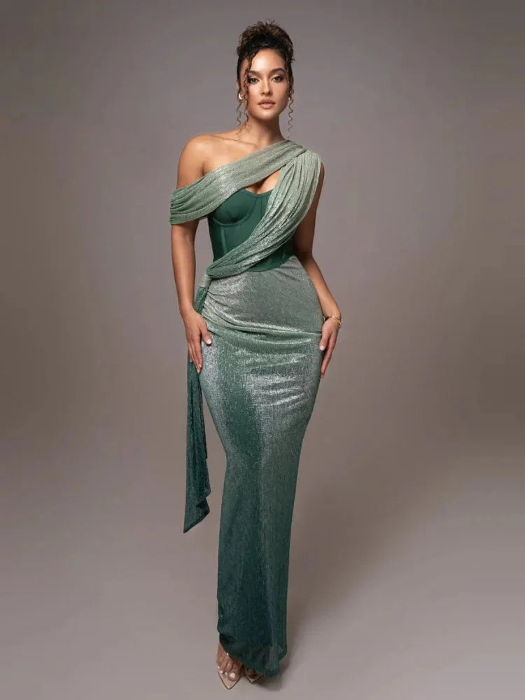 Serena | Women’s One Shoulder Maxi Dress | Wedding Guest-Women Dress-Eltrendio