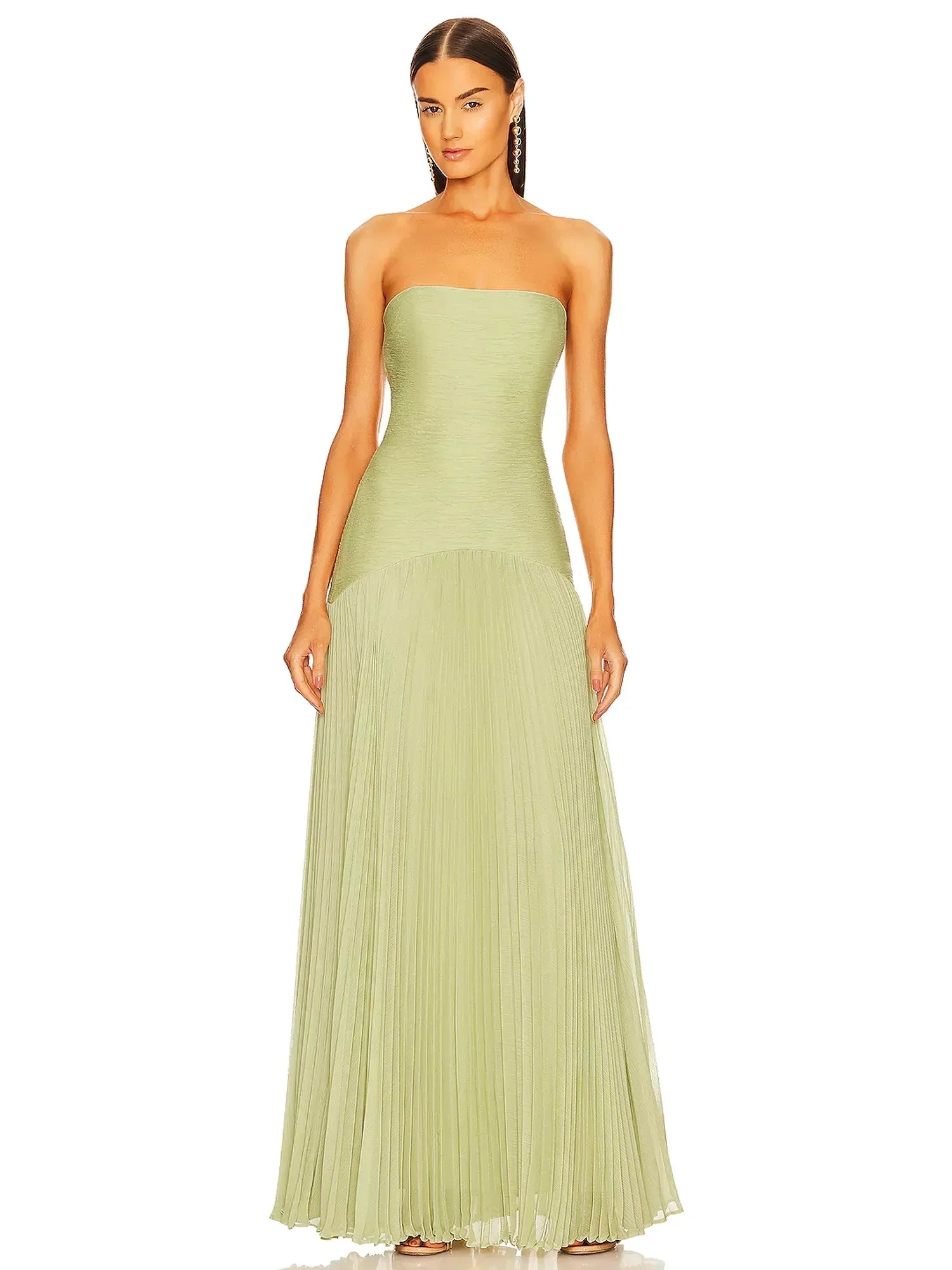 Sophie | Women’s Pleated Maxi Dress | Strapless Wedding Guest Dress-Women Dress-Eltrendio