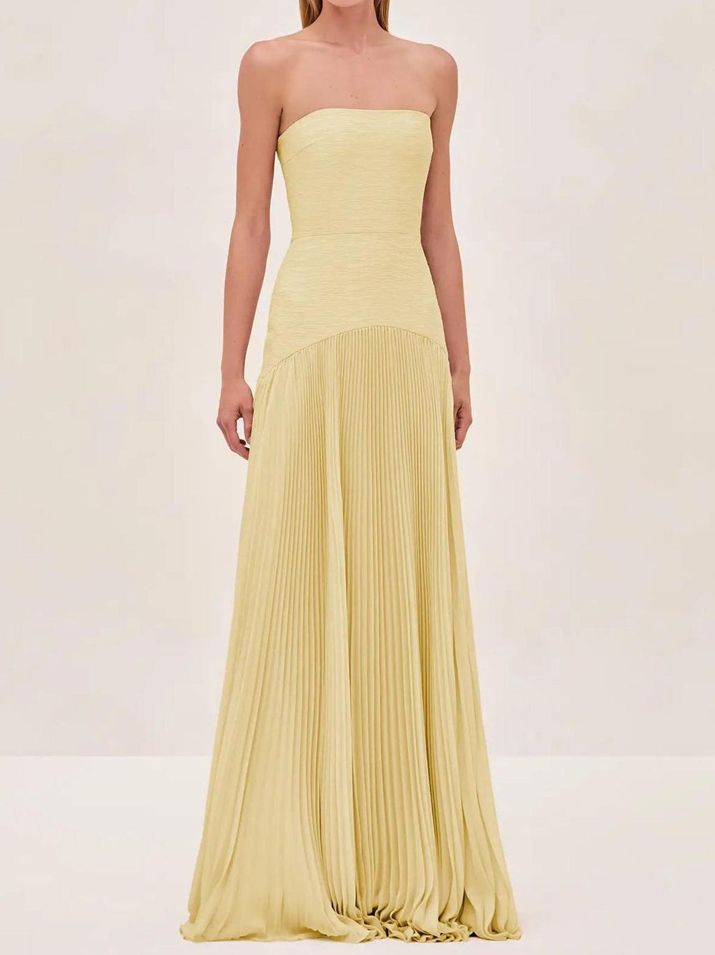 Sophie | Women’s Pleated Maxi Dress | Strapless Wedding Guest Dress-Women Dress-Eltrendio