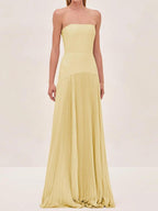 Sophie | Women’s Pleated Maxi Dress | Strapless Wedding Guest Dress-Women Dress-Eltrendio