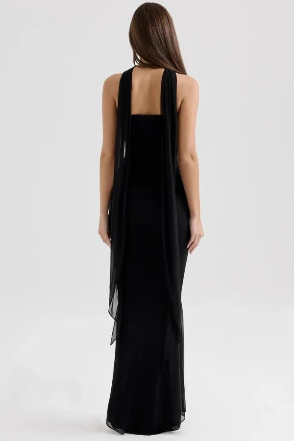 Sophie | Women’s Strapless Maxi Dress | Draped Detail Full Length Evening Dress-Women Dress-Eltrendio