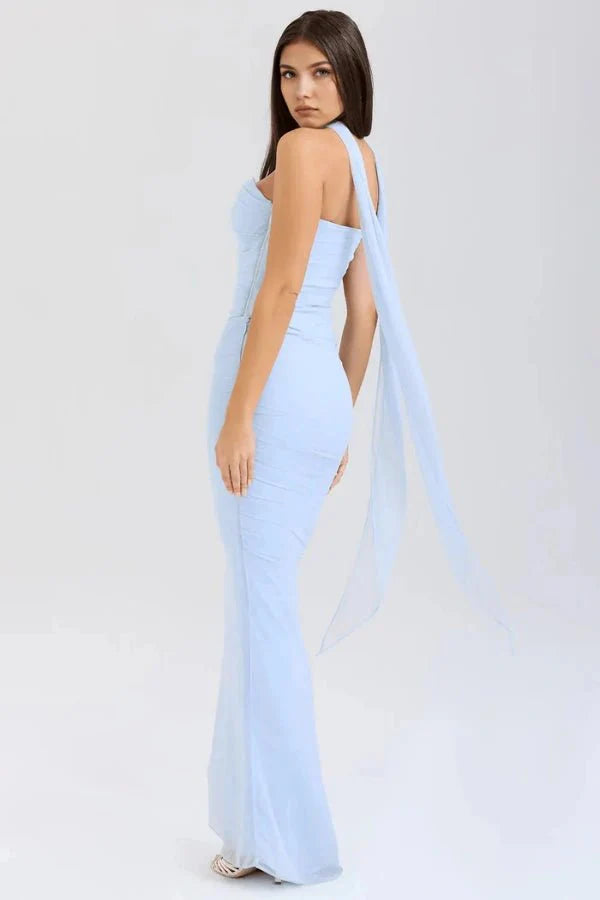 Sophie | Women’s Strapless Maxi Dress | Draped Detail Full Length Evening Dress-Women Dress-Eltrendio