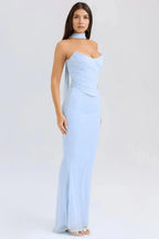 Sophie | Women’s Strapless Maxi Dress | Draped Detail Full Length Evening Dress-Women Dress-Eltrendio