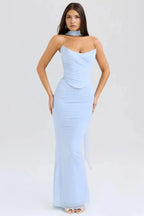 Sophie | Women’s Strapless Maxi Dress | Draped Detail Full Length Evening Dress-Women Dress-Eltrendio