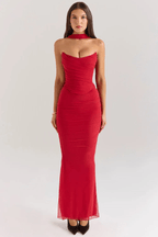 Sophie | Women’s Strapless Maxi Dress | Draped Detail Full Length Evening Dress-Women Dress-Eltrendio